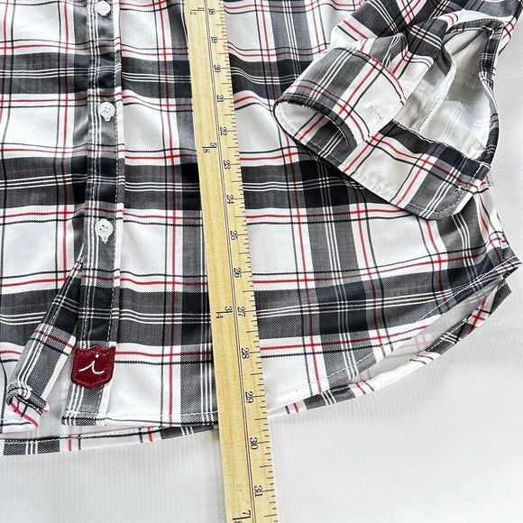 Iliac Men’s Long Sleeve Golf Shirt Collared Button Up Plaid Red White Black Larg - Picture 3 of 6